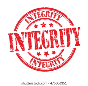 rubber stamp with text "integrity" on white, vector illustration