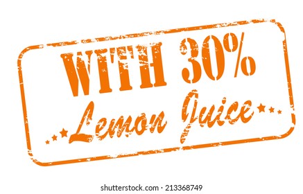 Rubber stamp with text with lemon juice inside, vector illustration
