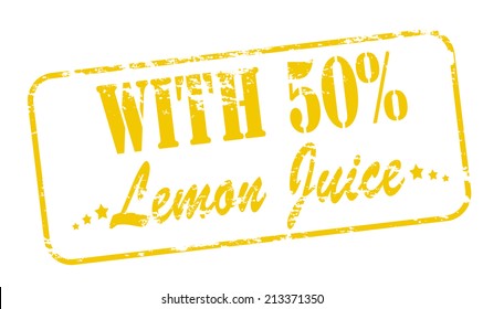 Rubber stamp with text with lemon juice inside, vector illustration