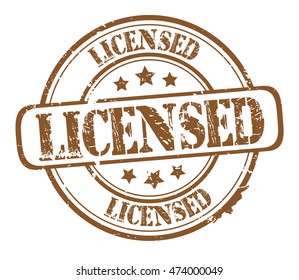 rubber stamp with text "licensed" on white, vector illustration