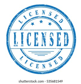 Rubber stamp with text, LICENSED, on white, vector illustration