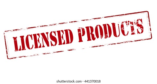 Rubber stamp with text licensed products inside, vector illustration