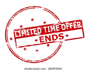 Rubber stamp with text limited time offer ends inside, vector illustration
