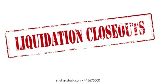 Rubber stamp with text liquidation closeouts inside, vector illustration