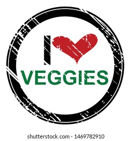Rubber stamp with the text I love veggies