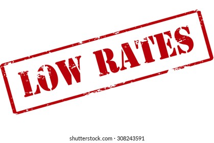 Rubber stamp with text low rates inside, vector illustration