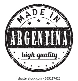 rubber stamp with text "made in Argentina, high quality" on white, vector illustration