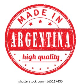 rubber stamp with text "made in Argentina, high quality" on white, vector illustration
