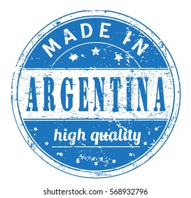rubber stamp with text "made in Argentina, high quality" on white, vector illustration