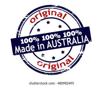 Rubber stamp with text made in Australia inside, vector illustration