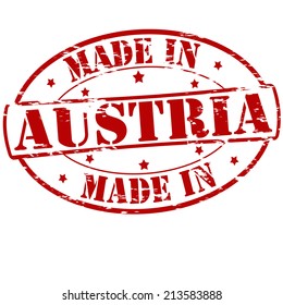Rubber stamp with text made in Austria inside, vector illustration