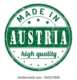 rubber stamp with text "made in Austria , high quality" on white, vector illustration