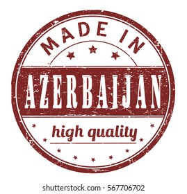 rubber stamp with text "made in Azerbaijan, high quality" on white, vector illustration