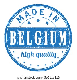 rubber stamp with text "made in Belgium, high quality" on white, vector illustration