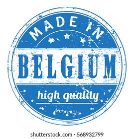 rubber stamp with text "made in Belgium, high quality" on white, vector illustration
