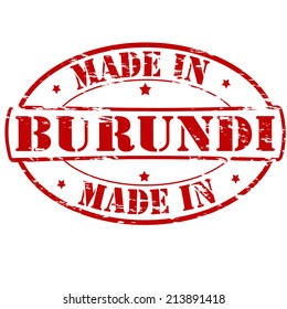 Rubber stamp with text made in Burundi inside, vector illustration