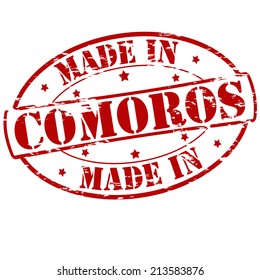 Rubber stamp with text made in Comoros inside, vector illustration