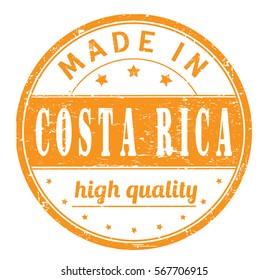 rubber stamp with text "made in Costa Rica, high quality" on white, vector illustration