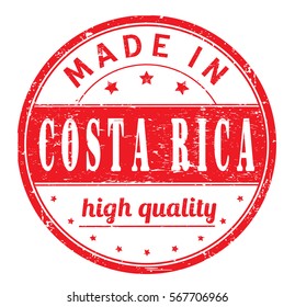 rubber stamp with text "made in Costa Rica, high quality" on white, vector illustration