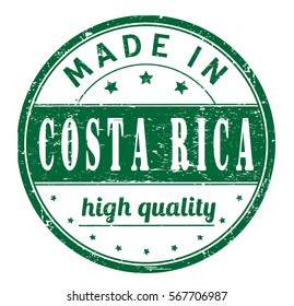 rubber stamp with text "made in Costa Rica, high quality" on white, vector illustration