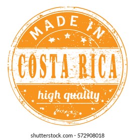 rubber stamp with text "made in Costa Rica, high quality" on white, vector illustration