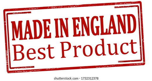 Rubber stamp with text made in England best product inside, vector illustration