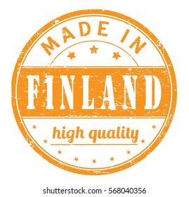 rubber stamp with text "made in Finland, high quality" on white, vector illustration