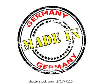 Rubber stamp with text made in Germany inside, vector illustration