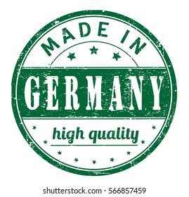rubber stamp with text "made in Germany, high quality" on white, vector illustration