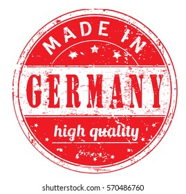 rubber stamp with text "made in Germany, high quality" on white, vector illustration