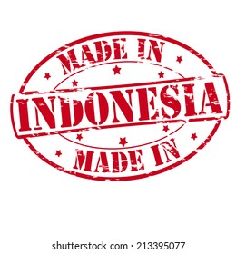 Rubber stamp with text made in Indonesia inside, vector illustration