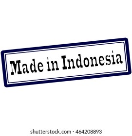 Rubber stamp with text made in Indonesia inside, vector illustration