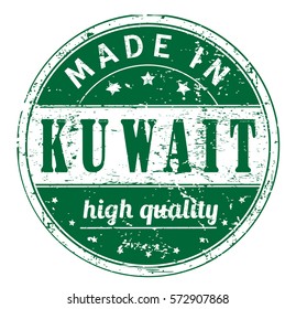 rubber stamp with text "made in Kuwait, high quality" on white, vector illustration