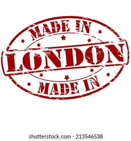 Rubber stamp with text made in London inside, vector illustration