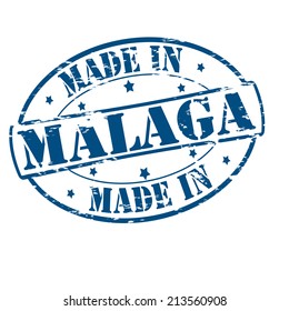 Rubber stamp with text made in Malaga inside, vector illustration