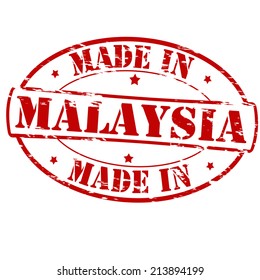 Rubber stamp with text made in Malaysia inside, vector illustration