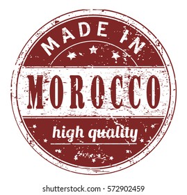 rubber stamp with text "made in Morocco, high quality" on white, vector illustration