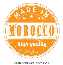 rubber stamp with text "made in Morocco, high quality" on white, vector illustration