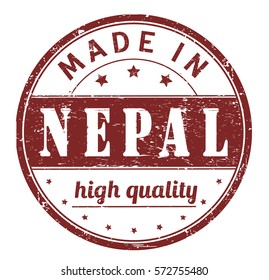 rubber stamp with text "made in Nepal, high quality" on white, vector illustration