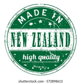 rubber stamp with text "made in New Zealand, high quality" on white, vector illustration