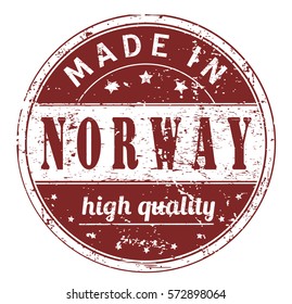 rubber stamp with text "made in Norway, high quality" on white, vector illustration