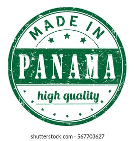 rubber stamp with text "made in Panama, high quality" on white, vector illustration