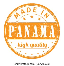 rubber stamp with text "made in Panama, high quality" on white, vector illustration