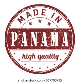 rubber stamp with text "made in Panama, high quality" on white, vector illustration