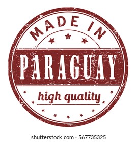 rubber stamp with text "made in Paraguay, high quality" on white, vector illustration