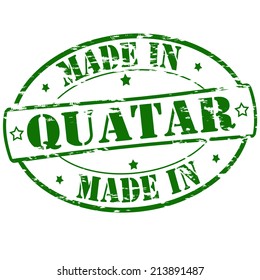 Rubber stamp with text made in Quatar inside, vector illustration