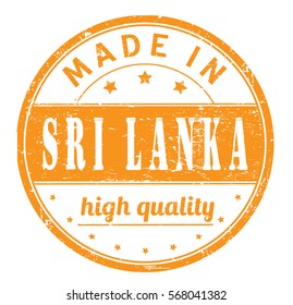 rubber stamp with text "made in Sri Lanka, high quality" on white, vector illustration