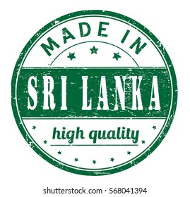rubber stamp with text "made in Sri Lanka, high quality" on white, vector illustration