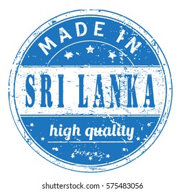 rubber stamp with text "made in Sri Lanka, high quality" on white, vector illustration