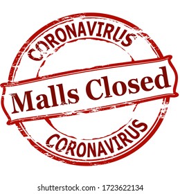 Rubber stamp with text mall closed Coronavirus inside, vector illustration